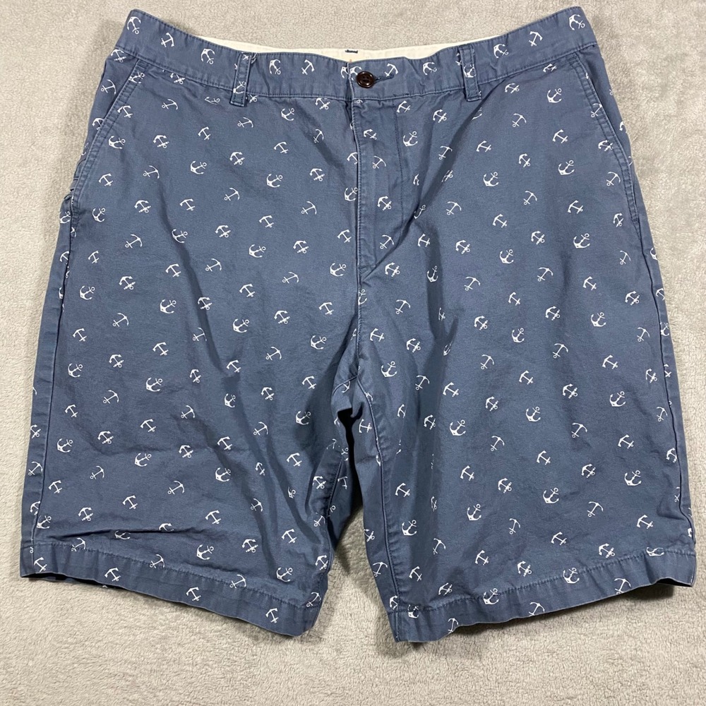 Dockers Mens Blue Anchor Print Cotton‎ Shorts Nautical Preppy Size 36